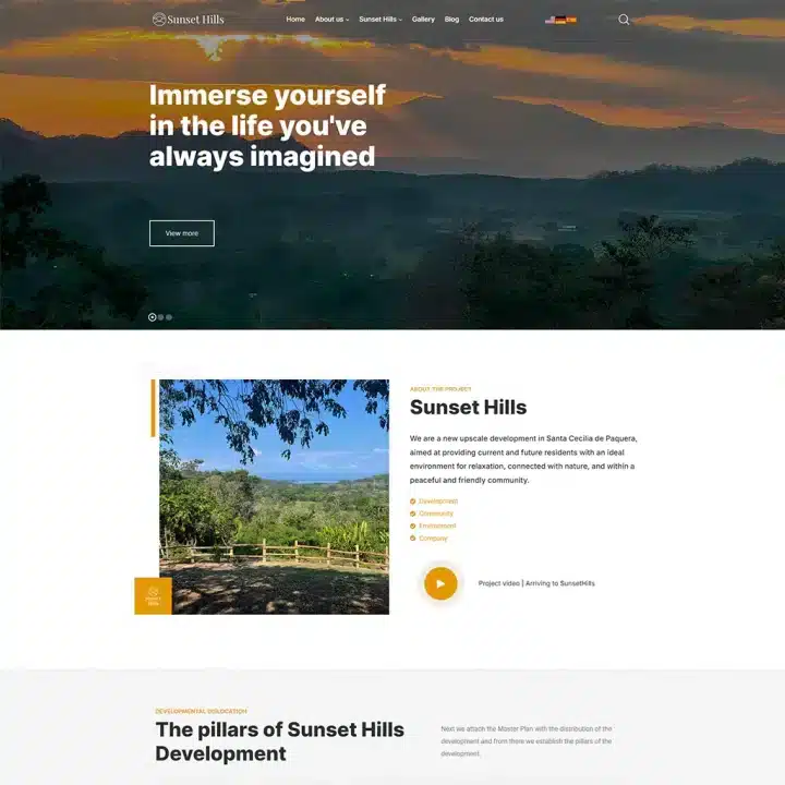 Sunset Hills - Marketing digital para empresas de venta de lotes en Costa Rica